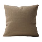 Brown jute-texture throw pillow with woven fabric look, rustic neutral accent cushion for boho events and lounge décor styling.