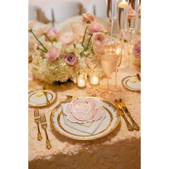 Glitz blush water goblet with flared bowl and stem, elegant pink-tinted glassware for receptions and dinner tables, rack of 16.
