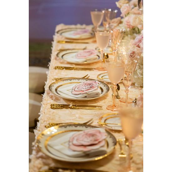 Glitz blush water goblet with flared bowl and stem, elegant pink-tinted glassware for receptions and dinner tables, rack of 16.
