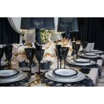 Glitz onyx black wine glass with flared bowl and stem, elegant event glassware for weddings, parties, and bar service, rack of 16.