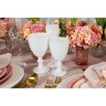 Bella white water glass with opaque textured bowl and short stem, stylish glassware for receptions and dinner tables, rack of 25.