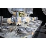 Reflection smoke silver wine glass with metallic mirrored finish and stem, elegant event glassware for weddings, dinners, and bar service, rack of 25.