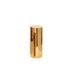 Gold mirrored cylinder pedestal with sleek reflective surface, 39-inch height display stand for event decor, florals, and desserts.