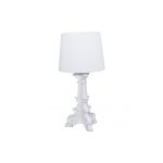 Large white Colosseum table lamp with pleated shade and ornate sculpted base, elegant accent lighting for weddings and event lounges.