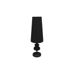 Small black Glam table lamp with tapered shade and stacked rounded base, modern accent lighting for event lounges and décor styling.