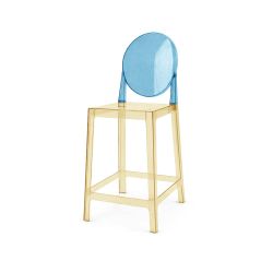 Ghost Barstool Amber With Back Blue (Round)