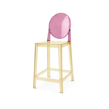 Ghost Barstool Amber With Back Pink (Round)