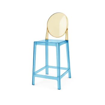 Ghost Barstool Blue With Back Amber (Round)