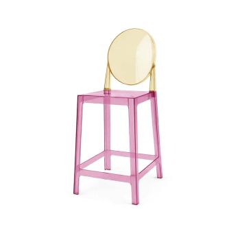 Ghost Barstool Pink With Back Black Amber (Round)