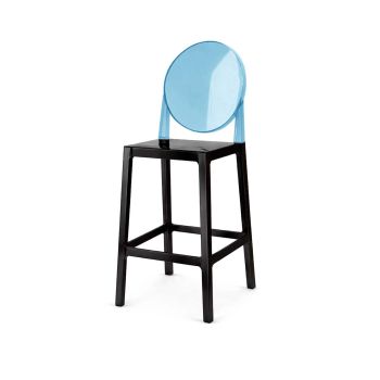 Ghost Barstool Black With Back Blue (Round)
