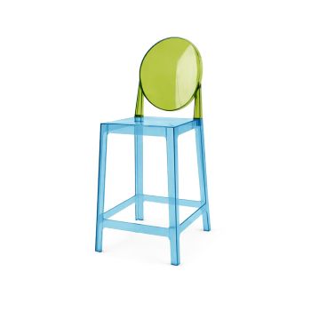 Ghost Barstool Blue With Back Green (Round)