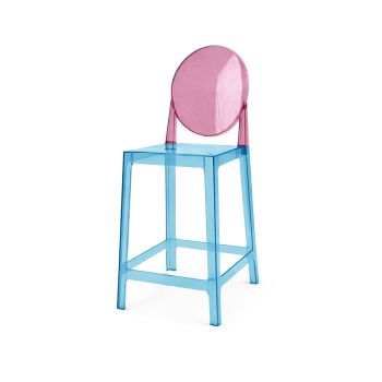 Ghost Barstool Blue With Back Pink (Round)