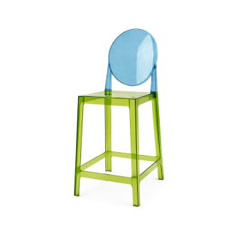 Ghost Barstool Green With Back Blue (Round)