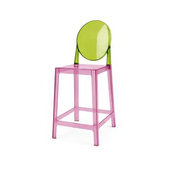 Ghost Barstool Pink With Back Green (Round)