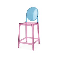 Ghost Barstool Pink With Back Blue (Round)