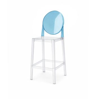 Ghost Barstool Clear With Back Blue (Round)
