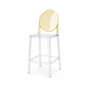 Ghost Barstool Clear With Back Amber (Round)
