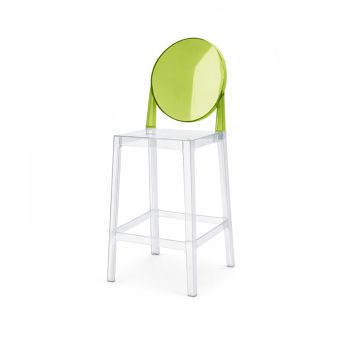 Ghost Barstool Clear With Back Green (Round)
