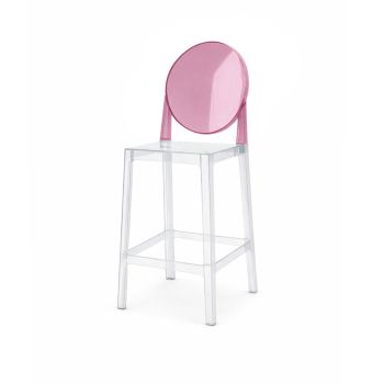 Ghost Barstool Clear With Back Pink (Round)