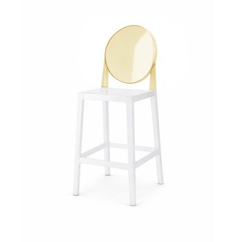 Ghost Barstool White With Back Amber (Round)