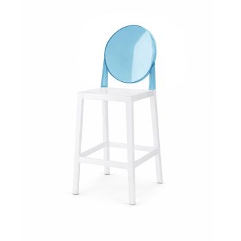 Ghost Barstool White With Back Blue (Round)