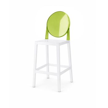 Ghost Barstool White With Back Green (Round)