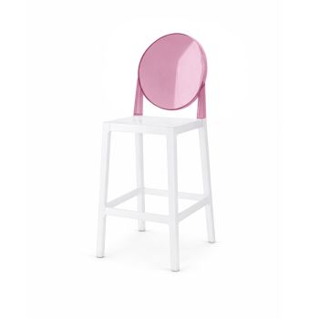 Ghost Barstool White With Back Pink (Round)