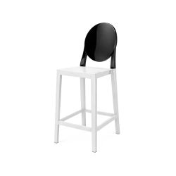 Ghost Barstool White With Back Black (Round)