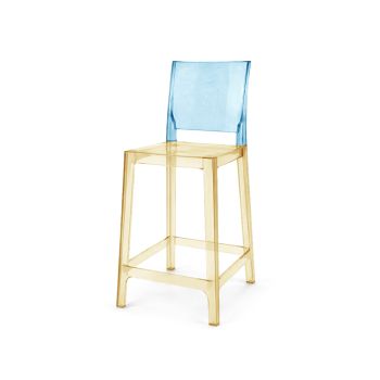 Ghost Barstool Amber With Back Blue (Square)