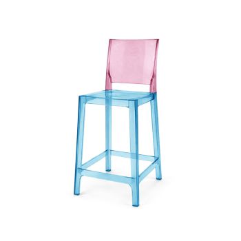 Ghost Barstool Blue With Back Pink (Square)