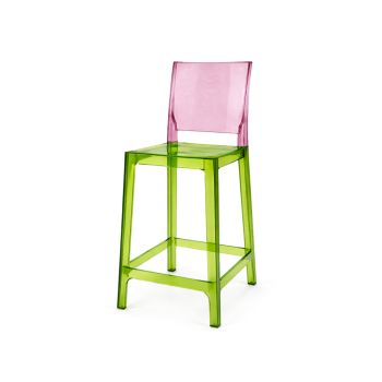 Ghost Barstool Green With Back Pink (Square)