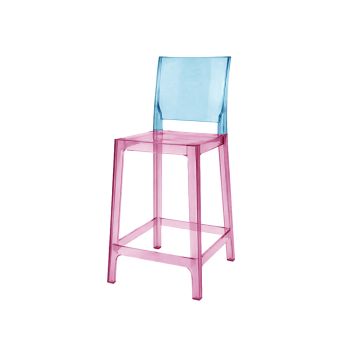 Ghost Barstool Pink With Back Blue (Square)