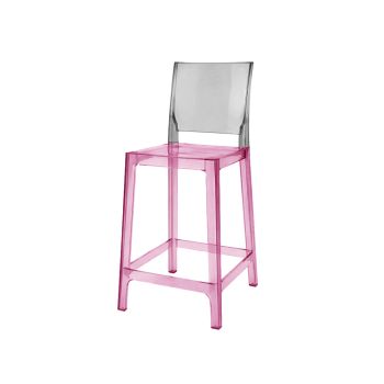Ghost Barstool Pink With Back Black Smoke (Square)