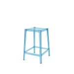 Ghost barstool without backrest made of transparent acrylic with square seat and modern clear frame for bar and event seating