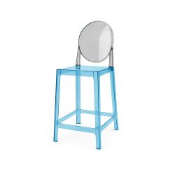 Ghost Barstool Blue With Back Black Smoke (Round)