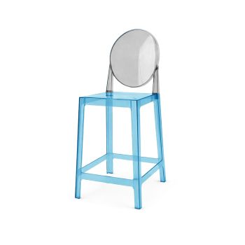 Ghost Barstool Blue With Back Black Smoke (Round)