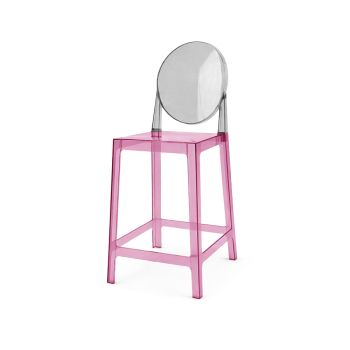 Ghost Barstool Pink With Back Black Smoke (Round)