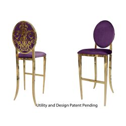 decoDior Barstool Gold Cushion Eggplant