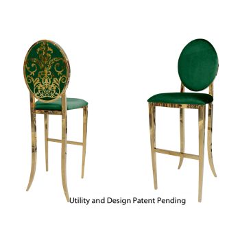 decoDior Barstool Gold Cushion Emerald Green