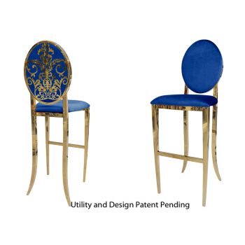decoDior Barstool Gold Cushion Royal Blue