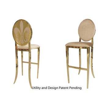 Fleur-de-lis Barstool Gold Chusion Champagne