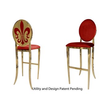 Fleur-de-lis Barstool Gold Chusion Red