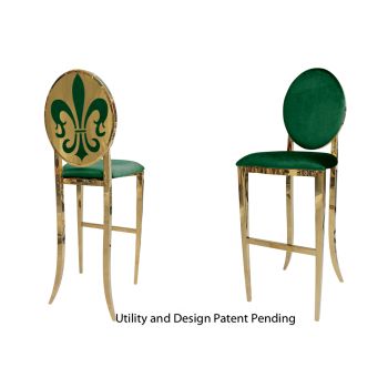Fleur-de-lis Barstool Gold Chusion Emerald Green