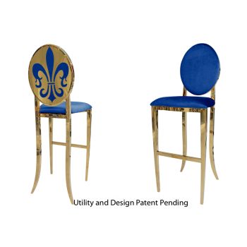 Fleur-de-lis Barstool Gold Chusion Royal Blue