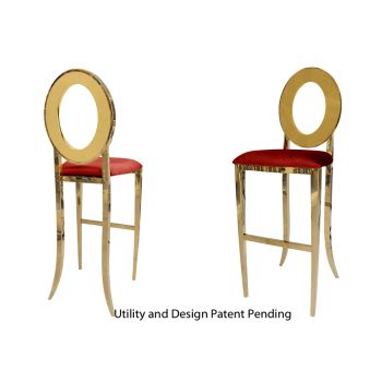 Oz Barstool Gold Cushion Red
