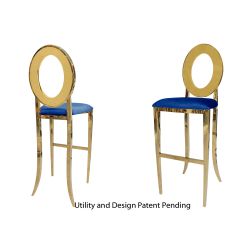Oz Barstool Gold Cushion Royal Blue