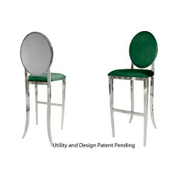 Solid Barstool Silver Cushion Emerald Green
