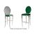 Solid Barstool Silver Cushion Emerald Green
