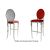 Solid Barstool Silver Cushion Red