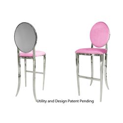 Solid Barstool Silver Cushion Light Pink